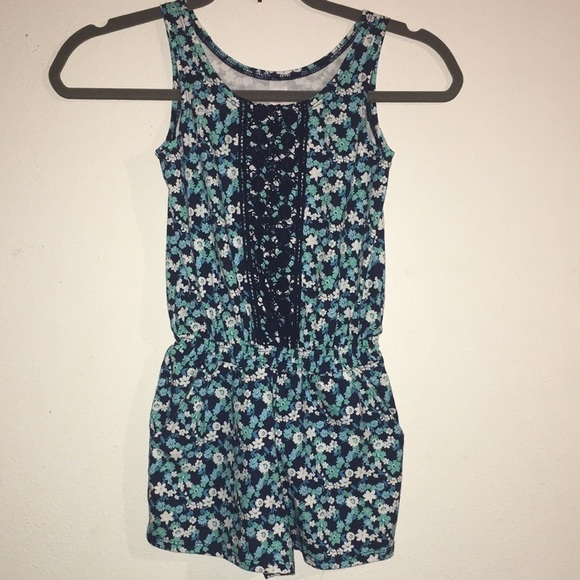 JUSTICE Blue Flower Romper: Size6 - Picture 1 of 6